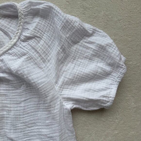 J.Crew White Gauze Puff Sleeve Peasant Blouse Cottagecore Top Size M - Picture 5 of 13